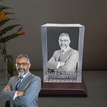 Personalised 3D Crystal Birthday Gift for Male Friend (180x120x65mm)