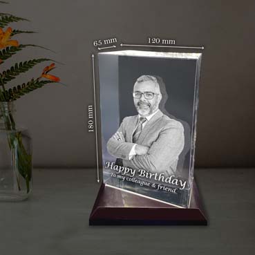 Personalised 3D Crystal Birthday Gift for Male Friend (180x120x65mm)