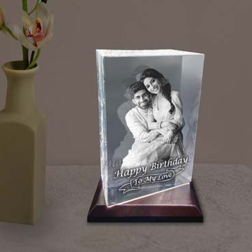 Personalised 3D Crystal Birthday Gift for Boy Friend (180x120x65mm)