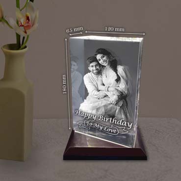 Personalised 3D Crystal Birthday Gift for Boy Friend (180x120x65mm)