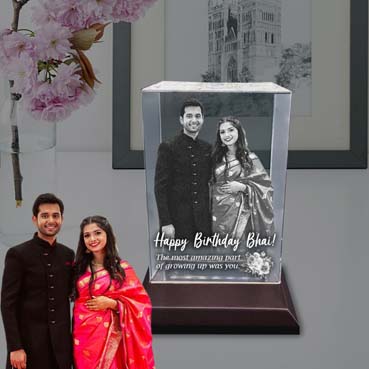 Personalised 3D Crystal Birthday Gift for Brother (180x120x65mm)
