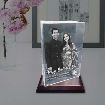Personalised 3D Crystal Birthday Gift for Brother (180x120x65mm)