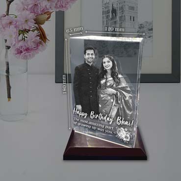 Personalised 3D Crystal Birthday Gift for Brother (180x120x65mm)