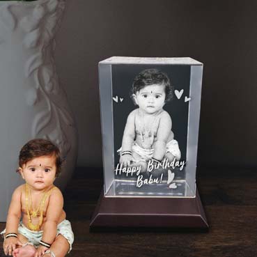 Personalised 3D Crystal Birthday Gift for Child (180x120x65mm)
