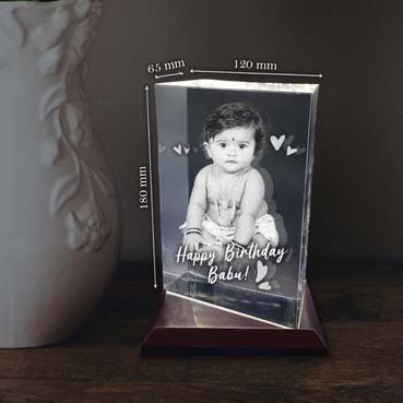 Personalised 3D Crystal Birthday Gift for Child (180x120x65mm)