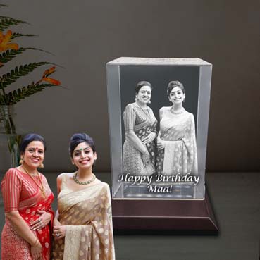 Personalised 3D Crystal Birthday Gift for Mother (180x120x65mm)