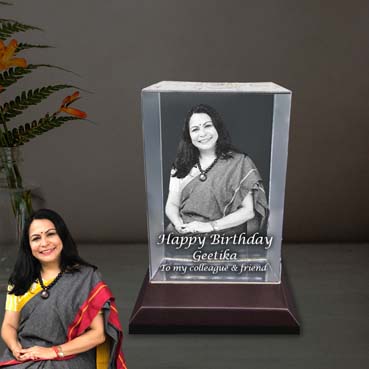 Personalised 3D Crystal Birthday Gift for Female Friend (180x120x65mm)