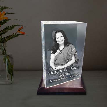 Personalised 3D Crystal Birthday Gift for Female Friend (180x120x65mm)