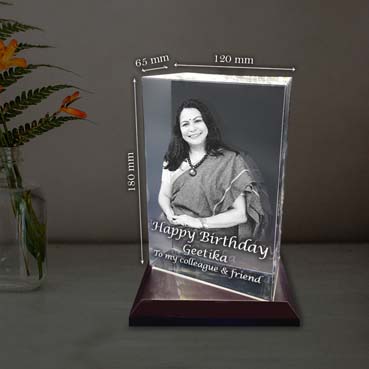 Personalised 3D Crystal Birthday Gift for Female Friend (180x120x65mm)