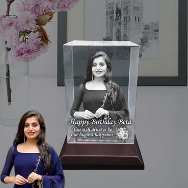Personalised 3D Crystal Birthday Gift for Daughter (180x120x65mm)