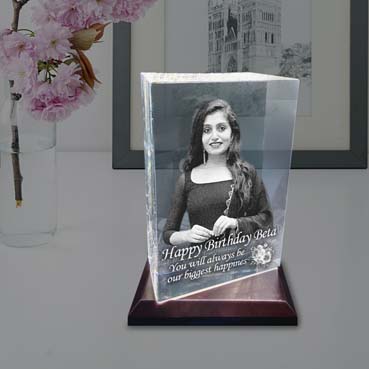 Personalised 3D Crystal Birthday Gift for Daughter (180x120x65mm)