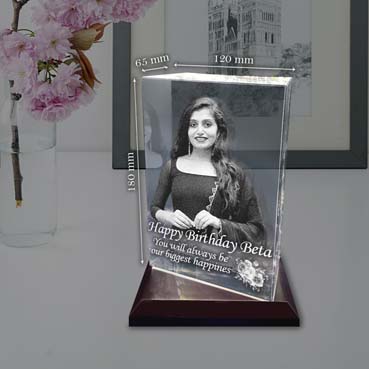 Personalised 3D Crystal Birthday Gift for Daughter (180x120x65mm)