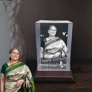 Personalised 3D Crystal Birthday Gift for Grand Mother (180x120x65mm)