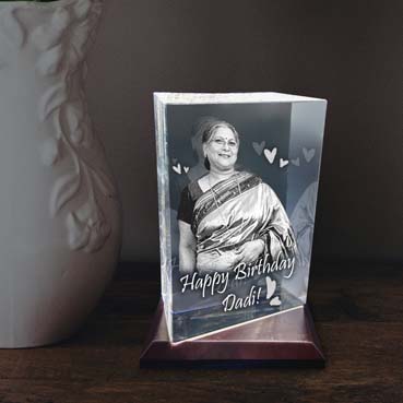 Personalised 3D Crystal Birthday Gift for Grand Mother (180x120x65mm)
