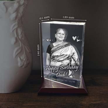 Personalised 3D Crystal Birthday Gift for Grand Mother (180x120x65mm)