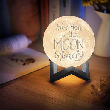 Personalised 3D Moon Lamp for Wife Anniversary(14cm,3 colours)