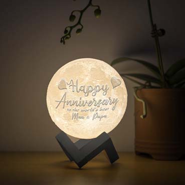 Personalised 3D Moon Lamp for Mother Anniversary(14cm,3 colours)