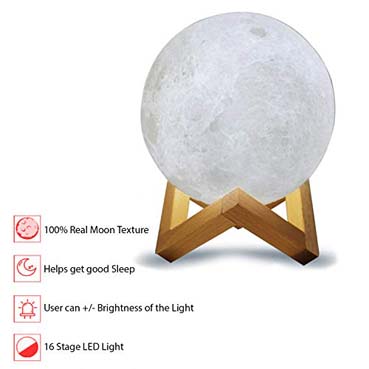 Personalised 3D Moon Lamp for Father Anniversary(14cm,16 colours)