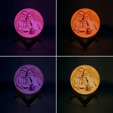 Personalised 3D Moon Lamp for Father Anniversary(14cm,16 colours)