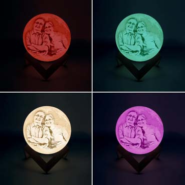 Personalised 3D Moon Lamp for Father Anniversary(14cm,16 colours)