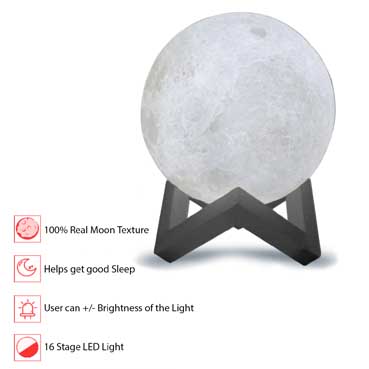 Personalised 3D Moon Lamp for Male Friend Anniversary(14cm,16 colours)