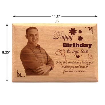 Wooden Photo Frame Personalised for Husband Birthday (11.5”x8.25”)