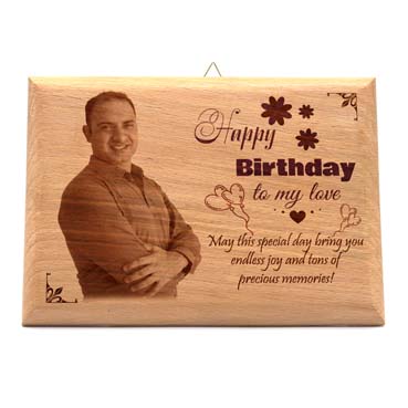 Wooden Photo Frame Personalised for Husband Birthday (11.5”x8.25”)