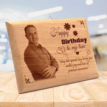Wooden Photo Frame Personalised for Husband Birthday (11.5”x8.25”)