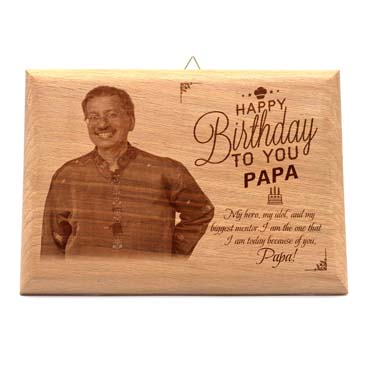 Wooden Photo Frame Personalised for Father Birthday (15”x9”)