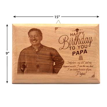 Wooden Photo Frame Personalised for Father Birthday (15”x9”)