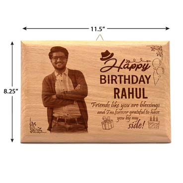Wooden Photo Frame Personalised for Male Friend Birthday (11.5”x8.25”)