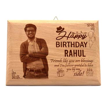 Wooden Photo Frame Personalised for Male Friend Birthday (11.5”x8.25”)