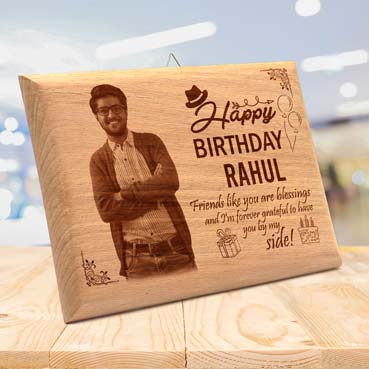 Wooden Photo Frame Personalised for Male Friend Birthday (11.5”x8.25”)