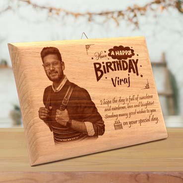 Wooden Photo Frame Personalised for Male Friend Birthday (15”x9”)