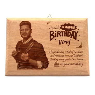 Wooden Photo Frame Personalised for Male Friend Birthday (15”x9”)