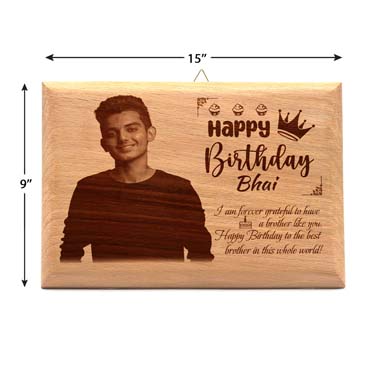 Wooden Photo Frame Personalised for Brother Birthday (15”x9”)