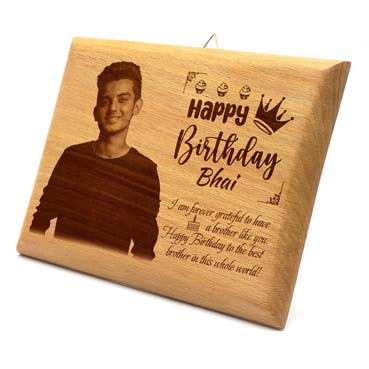 Wooden Photo Frame Personalised for Brother Birthday (15”x9”)