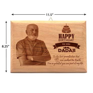 Wooden Photo Frame Personalised for Grand Father Birthday (11.5”x8.25”)