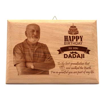 Wooden Photo Frame Personalised for Grand Father Birthday (11.5”x8.25”)