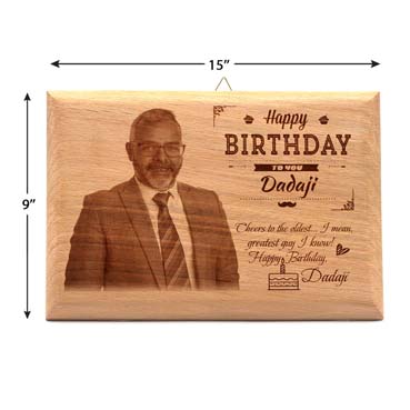 Wooden Photo Frame Personalised for Grand Father Birthday (15”x9”)
