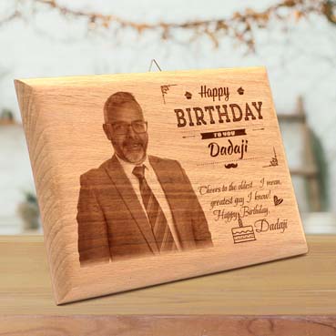 Wooden Photo Frame Personalised for Grand Father Birthday (15”x9”)