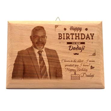 Wooden Photo Frame Personalised for Grand Father Birthday (15”x9”)