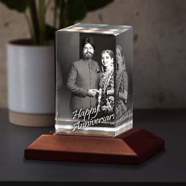 Personalised 3D Crystal Anniversary Gift for Husband (50x80x50mm)