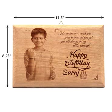 Wooden Photo Frame Personalised for Child Birthday (11.5”x8.25”)