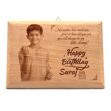 Wooden Photo Frame Personalised for Child Birthday (11.5”x8.25”)