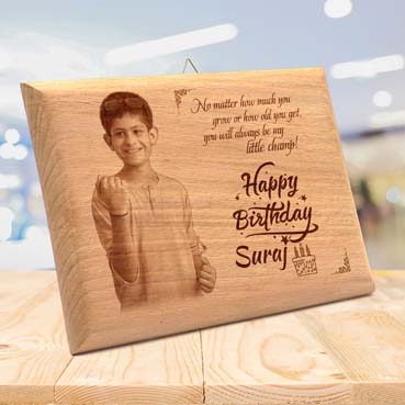 Wooden Photo Frame Personalised for Child Birthday (11.5”x8.25”)