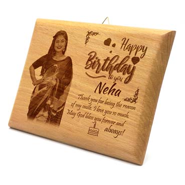 Wooden Photo Frame Personalised for Wife Birthday (15”x9”)
