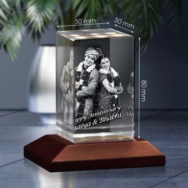 Personalised 3D Crystal Anniversary Gift for Brother (50x80x50mm)