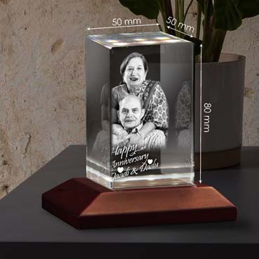 Personalised 3D Crystal Anniversary Gift for Grand Father (50x80x50mm)