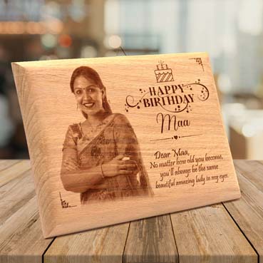 Wooden Photo Frame Personalised for Mother Birthday (15”x9”)